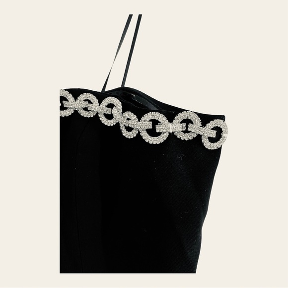 Amanda Uprichard Black Strapless Mini Dress Mohan Crystal Embellished Medium - Picture 9 of 11